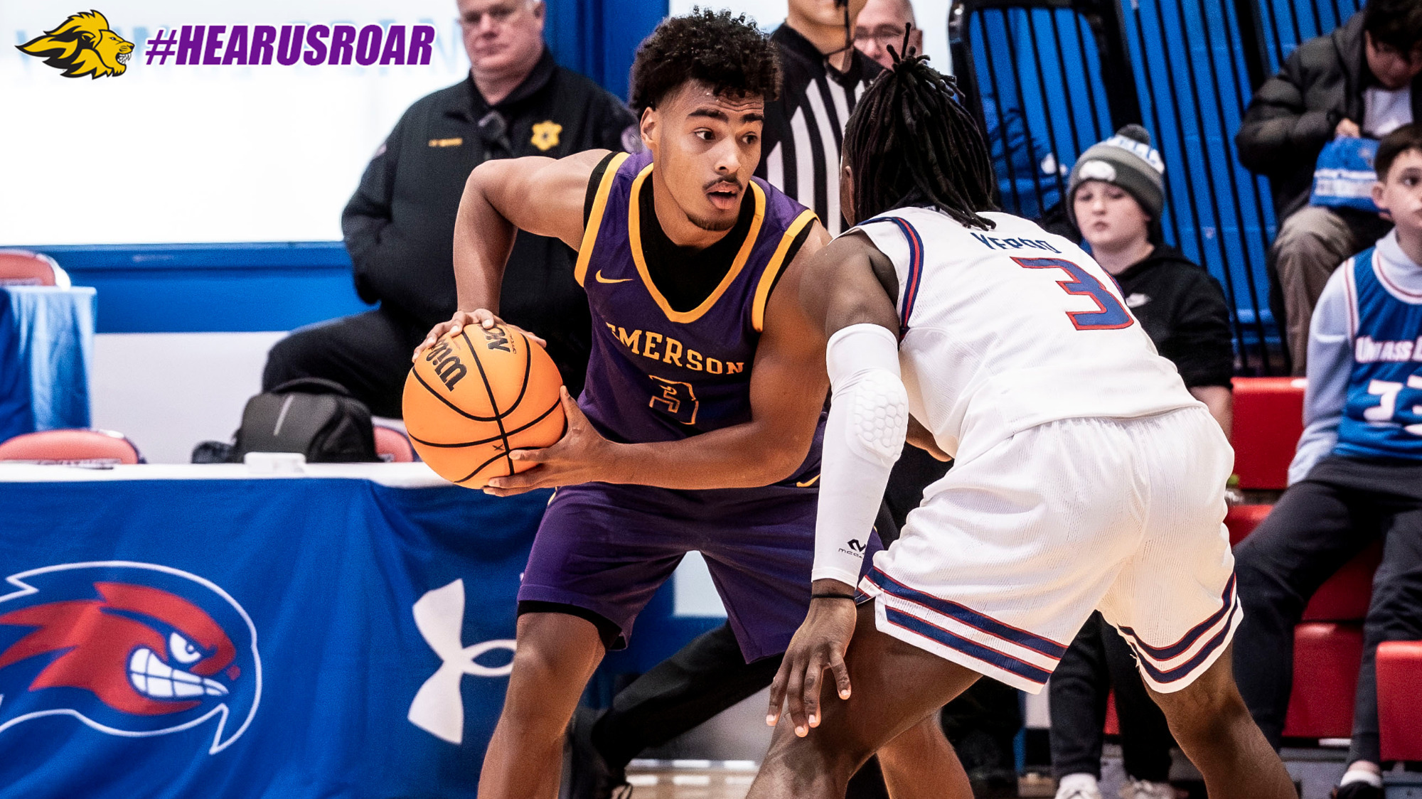 Jacob Armant looks to drive at UMass Lowell