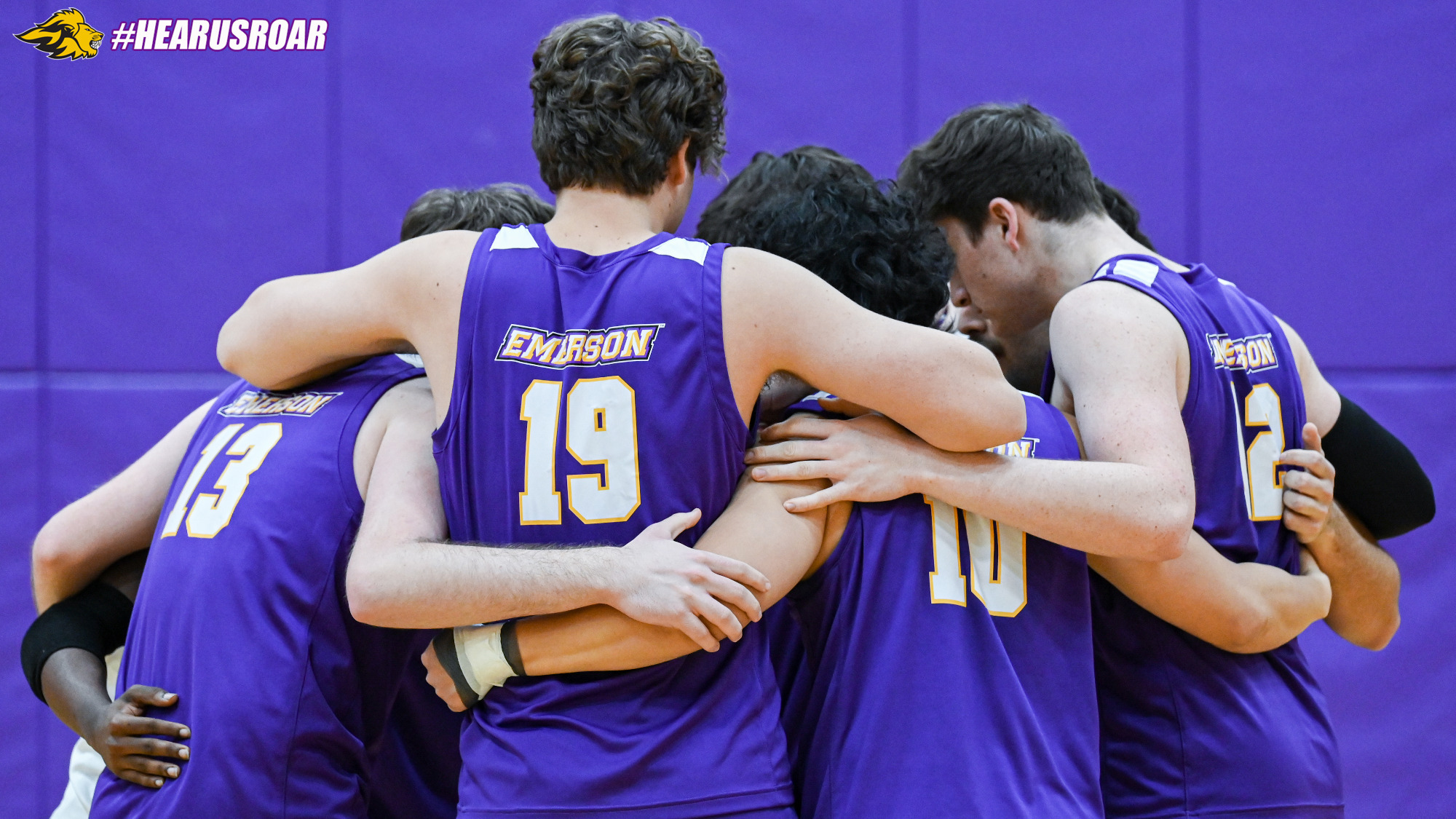 Men's Volleyball huddle vs Endicott