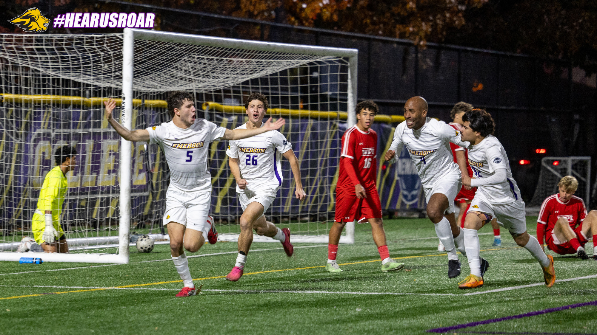 Jack Wasserman celebrates his goal against WPI
