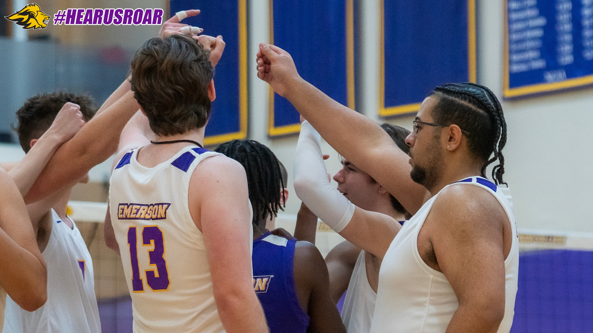 Emerson Men's Volleyball Huddle