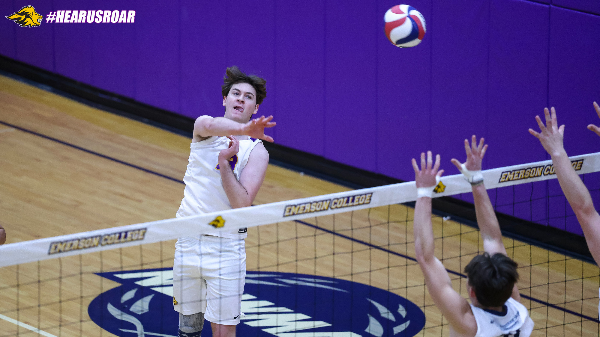 Riley Goldman on the attack against VTSU Johnson