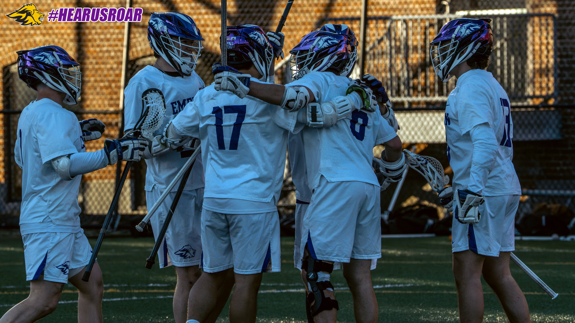 Men's Lacrosse huddle against MIT