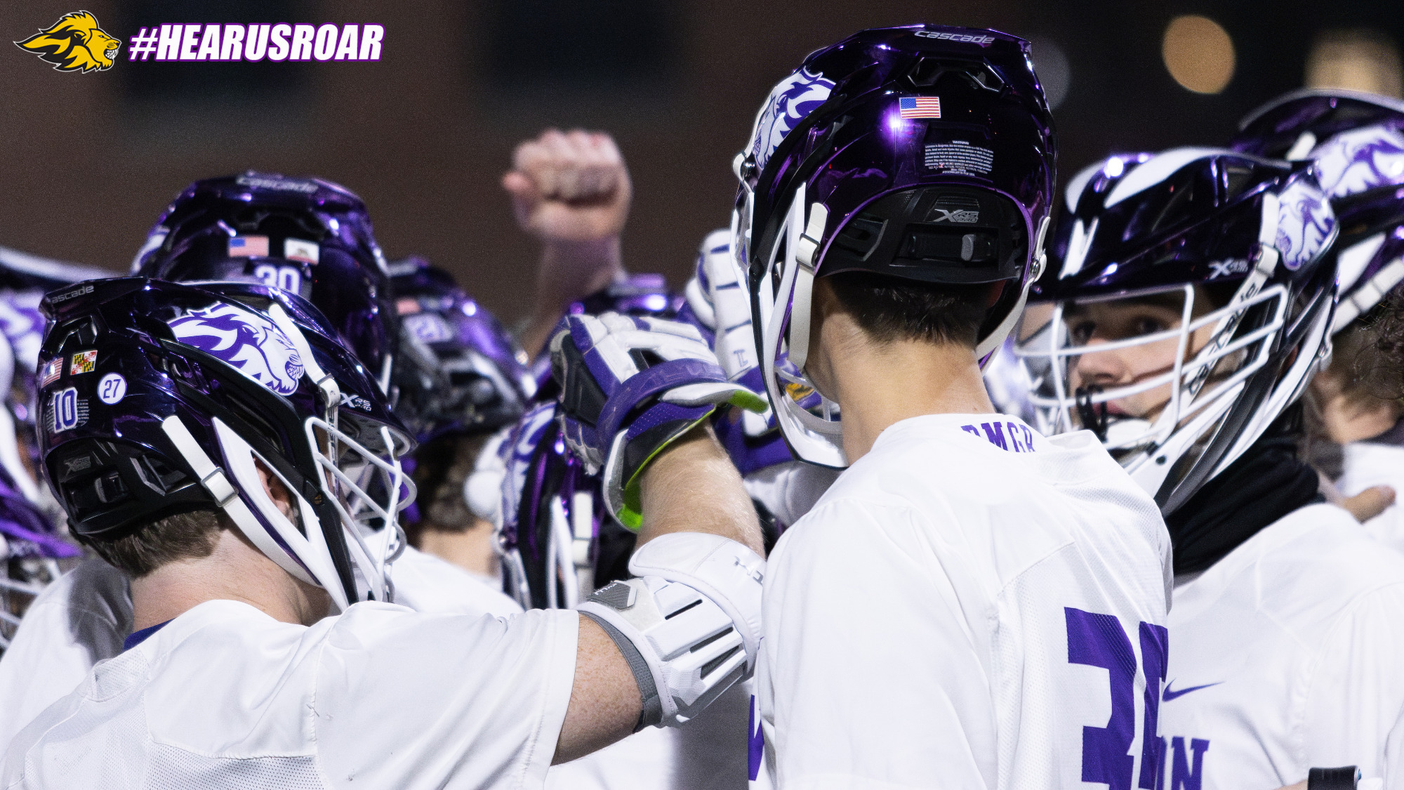 Men's Lacrosse huddle vs WestConn