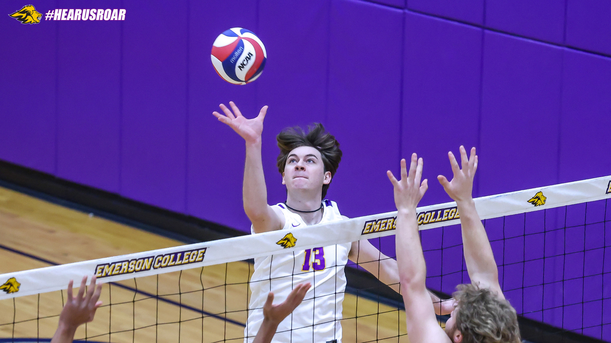 Riley Goldman at the net against VTSU Johnson