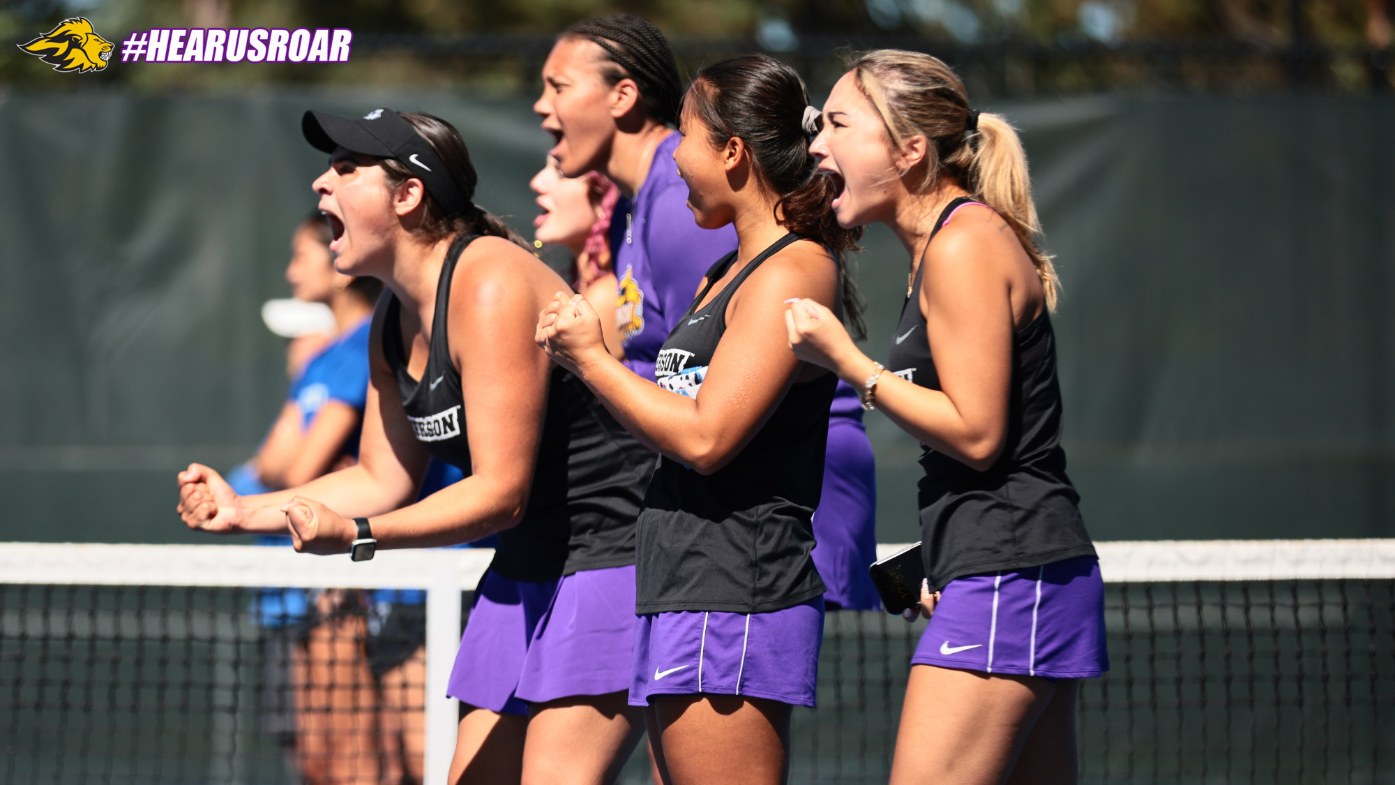 Women's Tennis Celebrates a Point at Wellesley