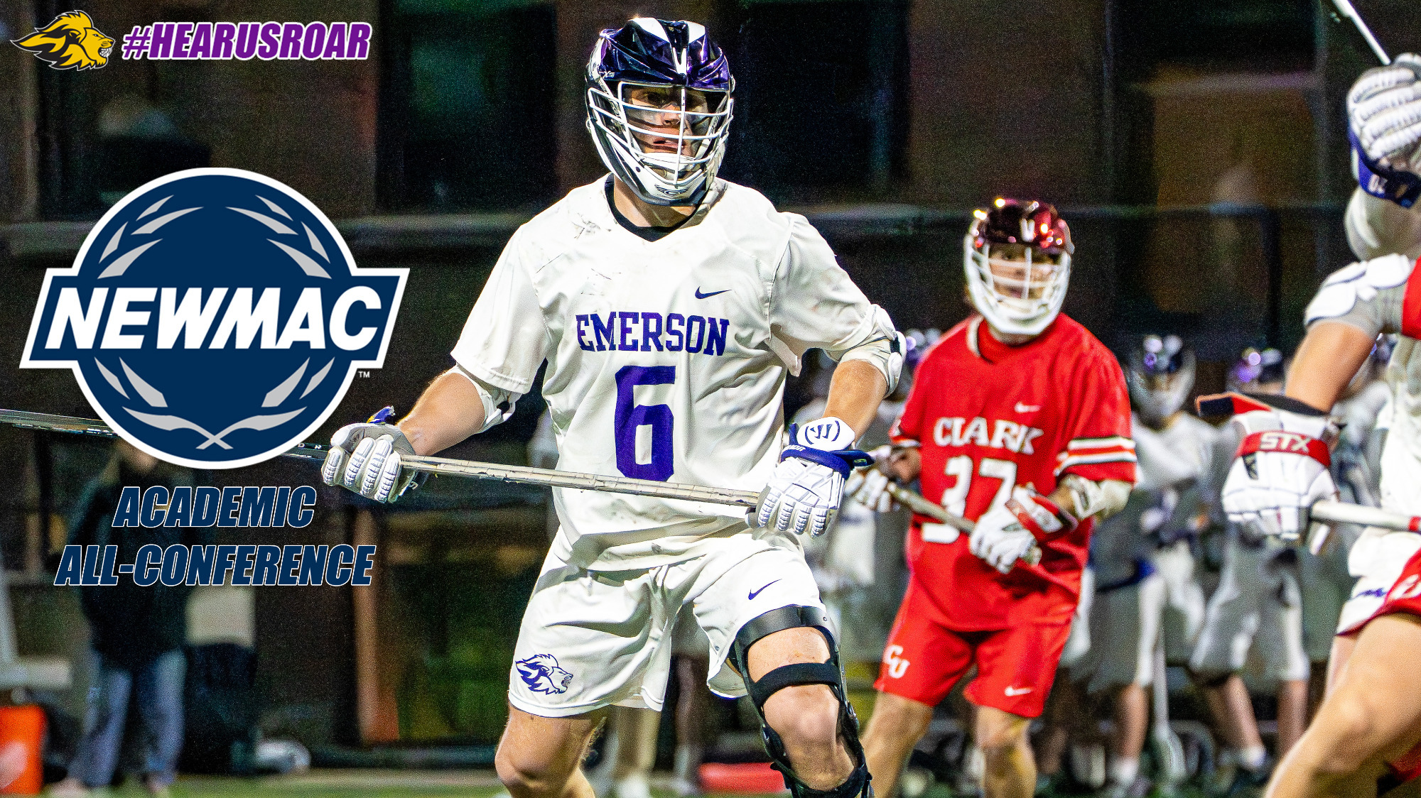 John Marcone defends against Clark NEWMAC Academic All-Conference branding