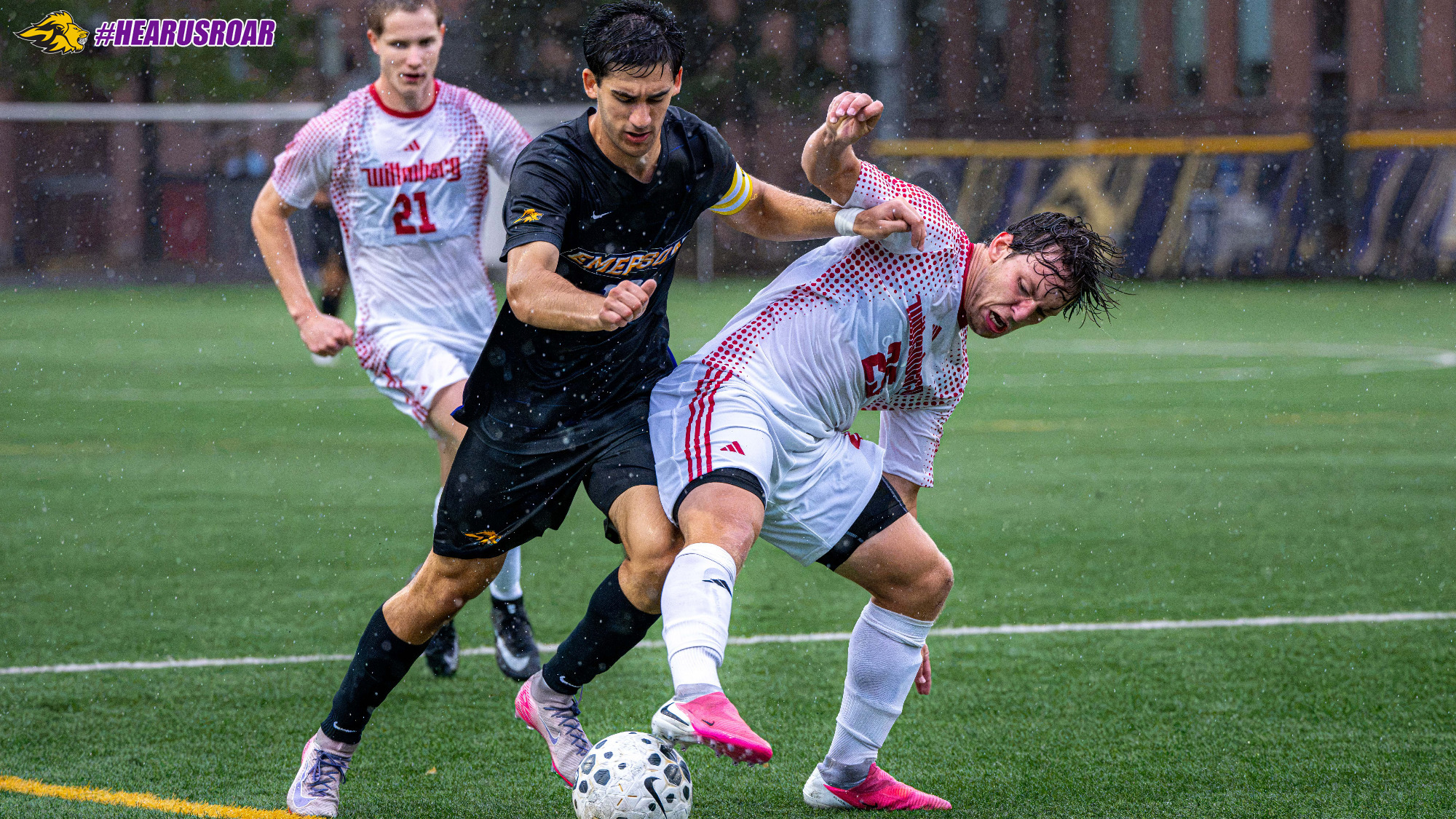 Nick Mirogiannis moves the ball past a Wittenberg defender