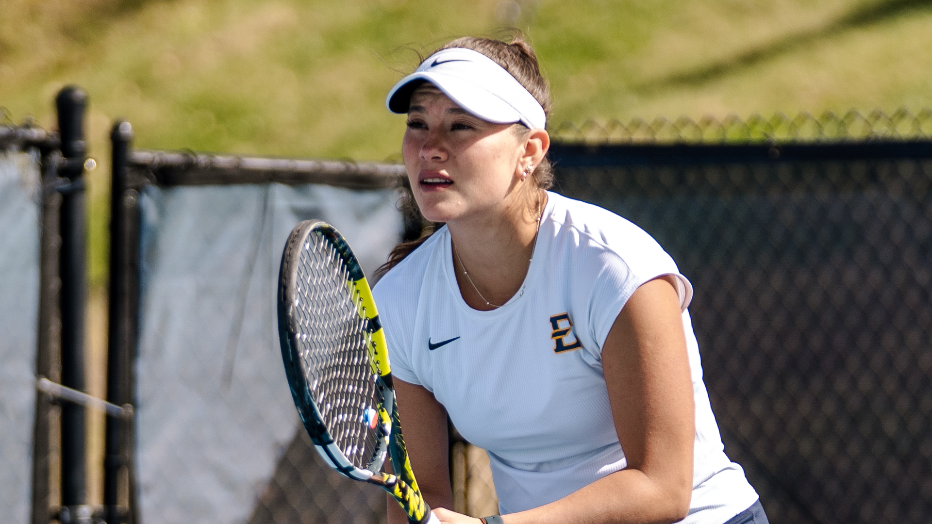 Alessandra Caceres readies for play in a match vs. Wofford
