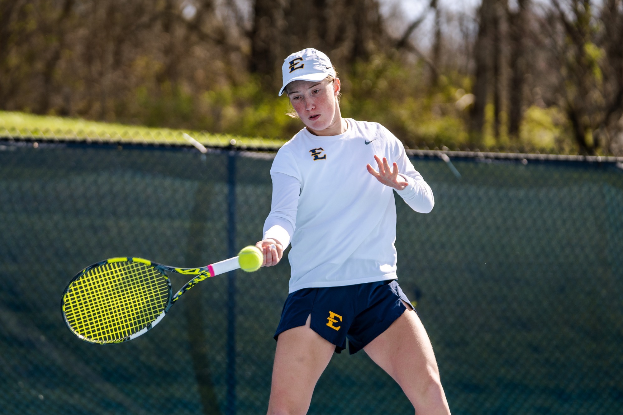 Audelie Lesauvage plays the ball in a match against Mercer