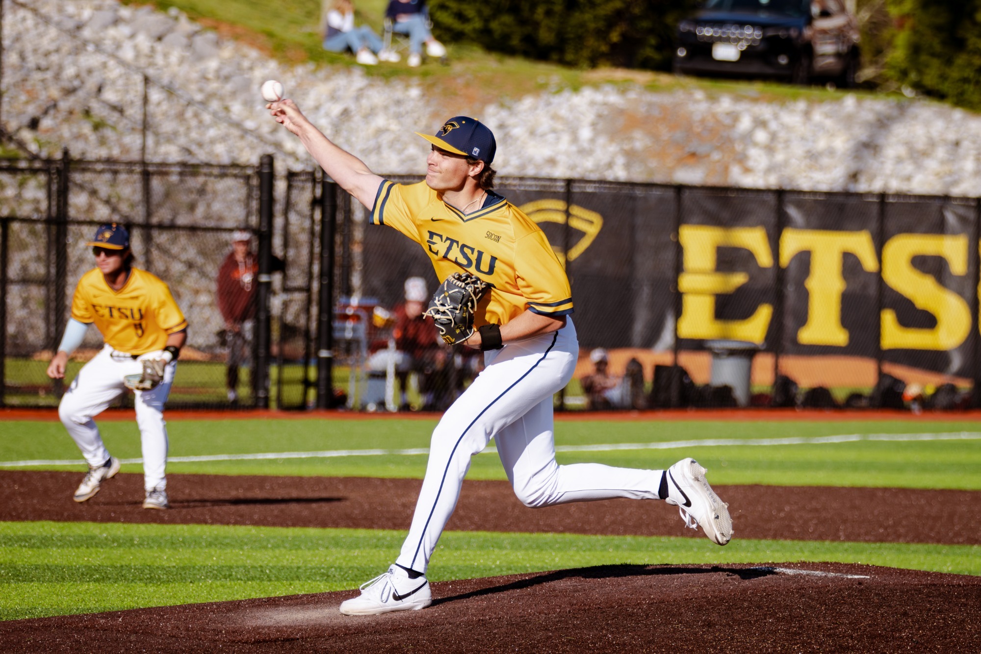 Stratton Scott throws a pitch against Virginia Tech