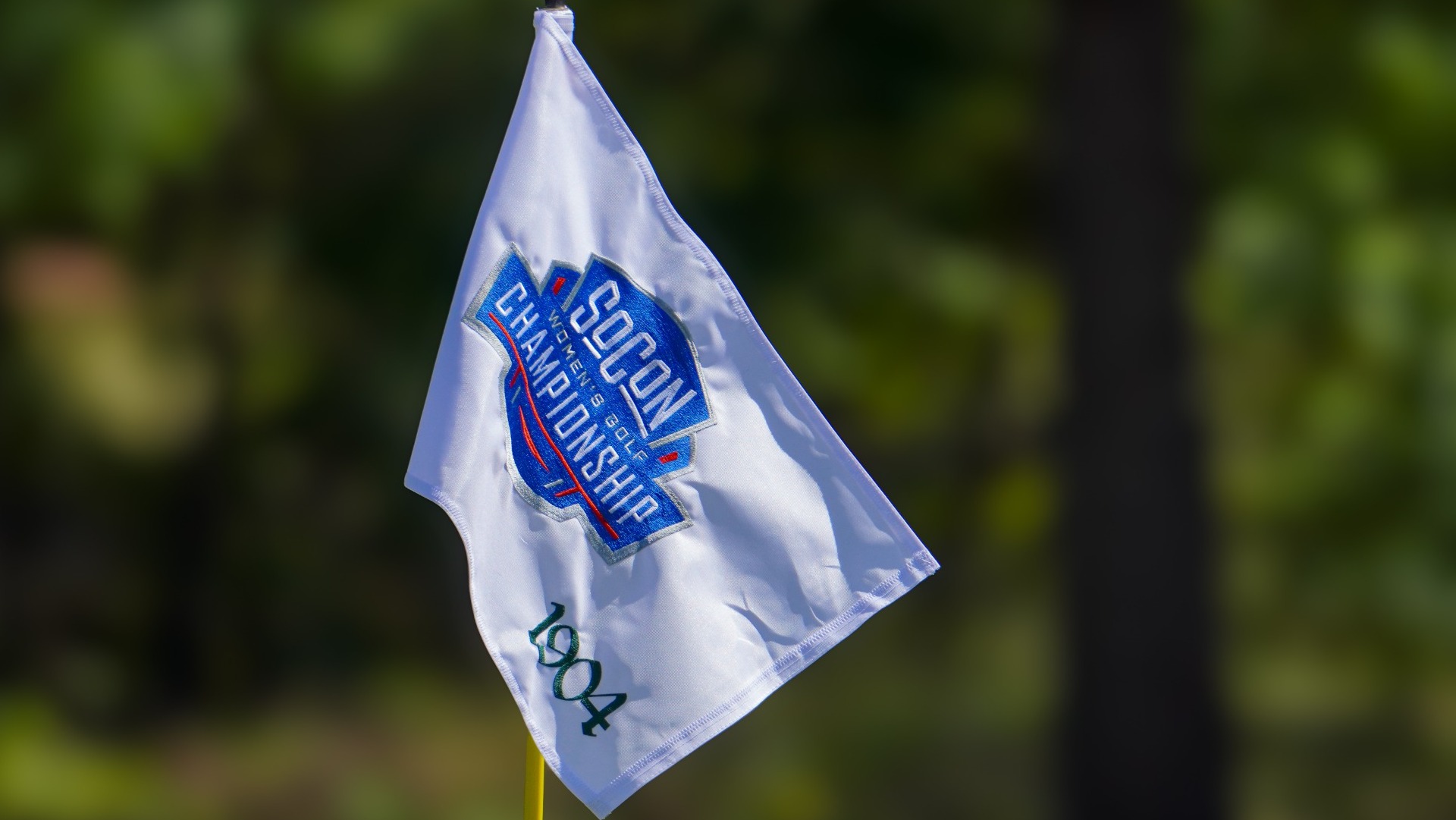 A Southern Conference flag flying on a marker at the 2026 Southern Conference Championship