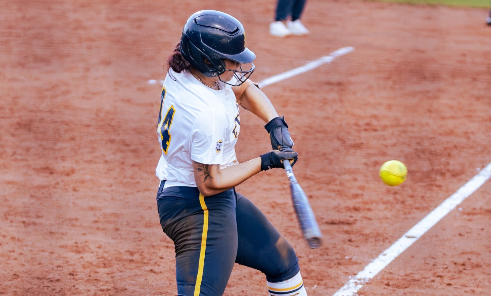 Softball's Riley Martens making contact with the ball in the game against Tennessee Tech on March 10, 2026.