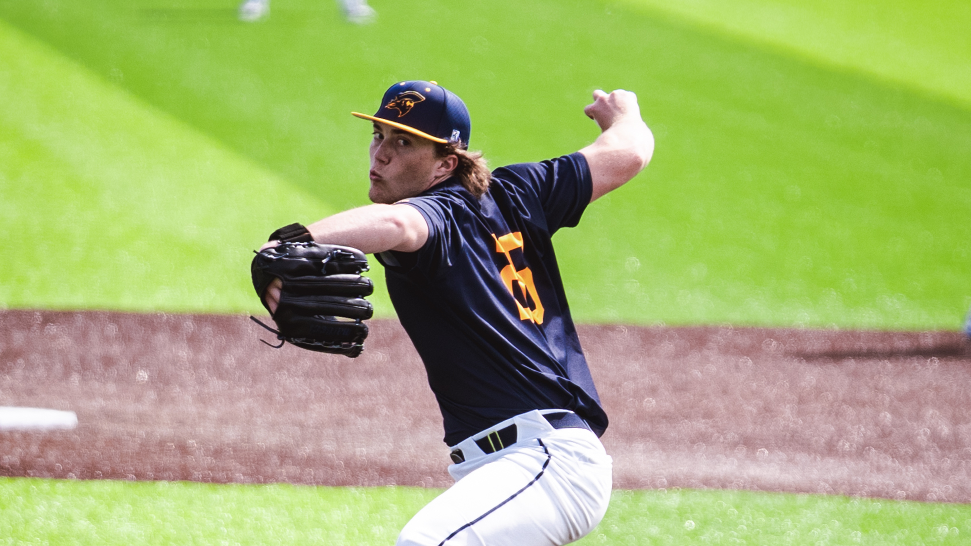 Michael Harpster delivers a pitch in a game against Bradley