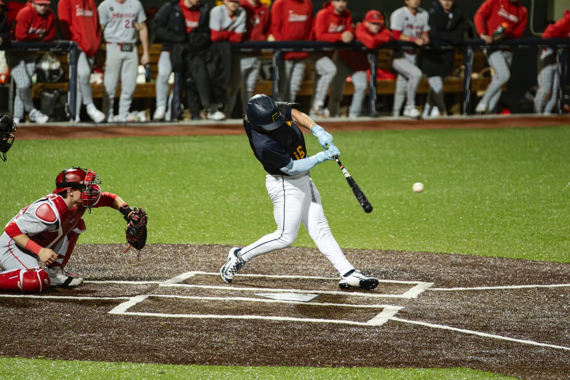 Joey Little swings at a pitch in a game against Marist