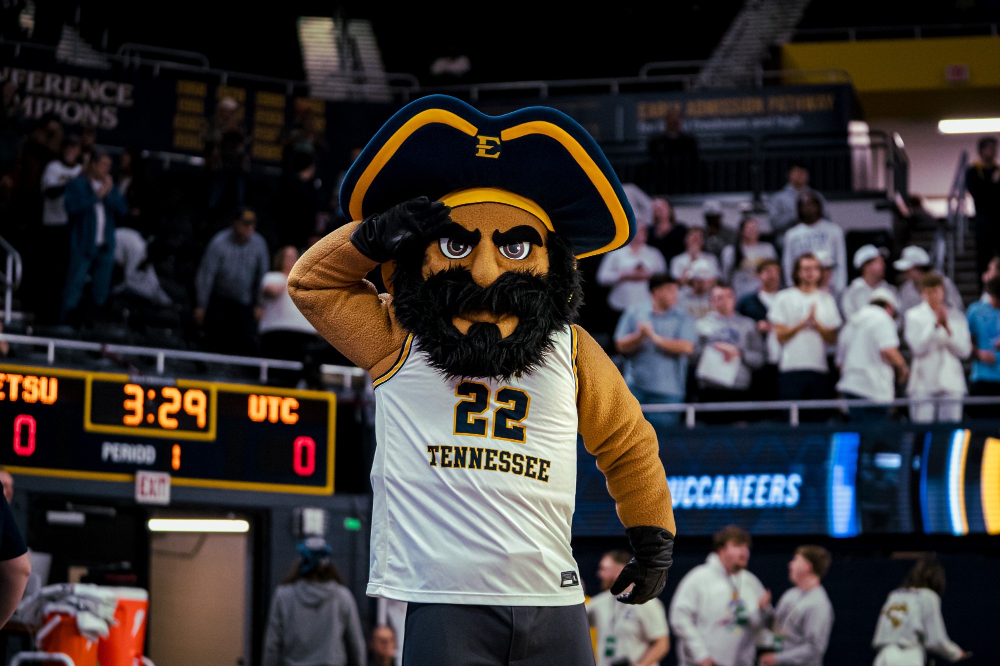 Bucky during a men's basketball game