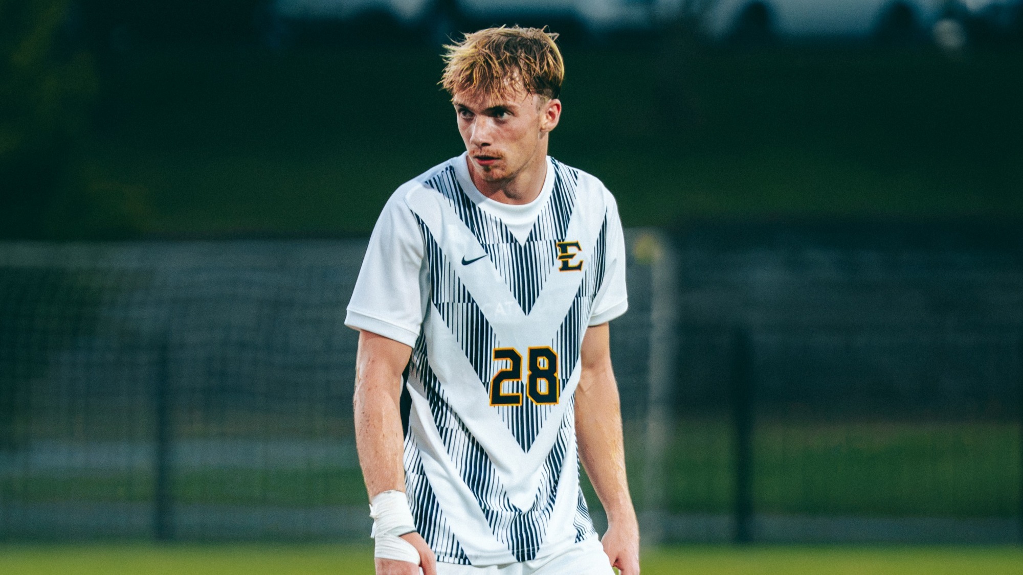 Elliot Edwards awaits a pass during a soccer match against USC Upstate.