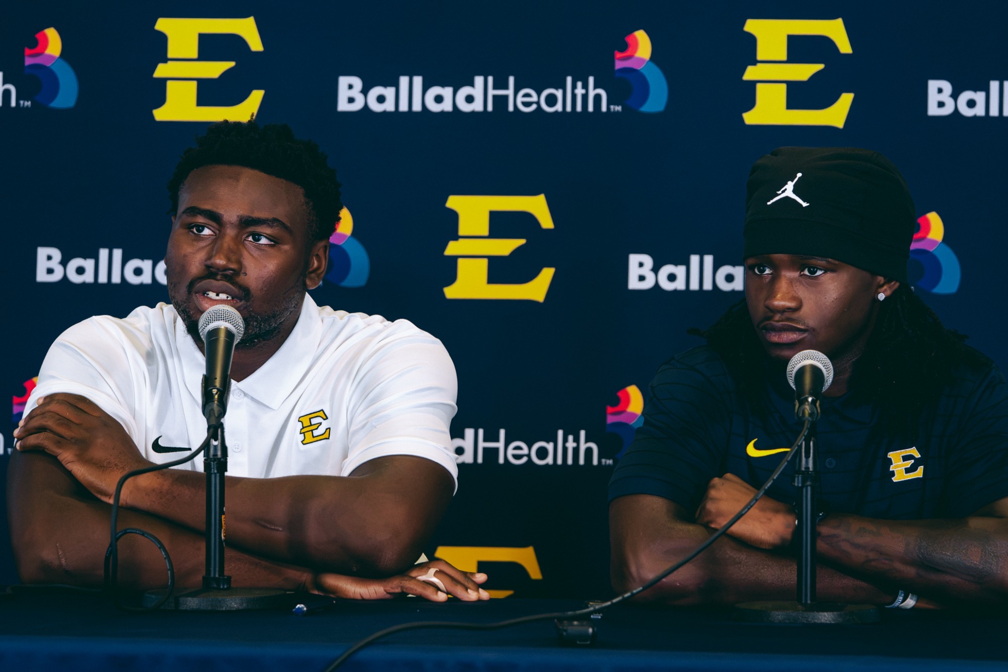 KJ Gillespie & Suderian Harrison address the media ahead of Saturday's football game vs. North Carolina