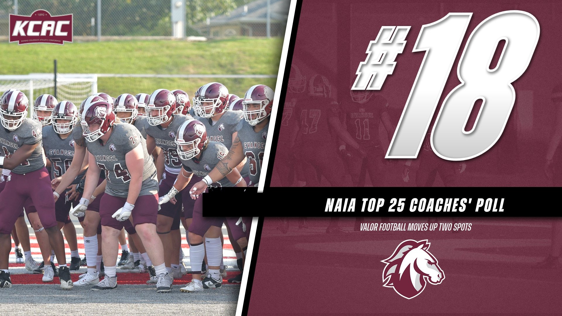 Valor Football Claims 18th Spot in NAIA Top 25 Poll Evangel