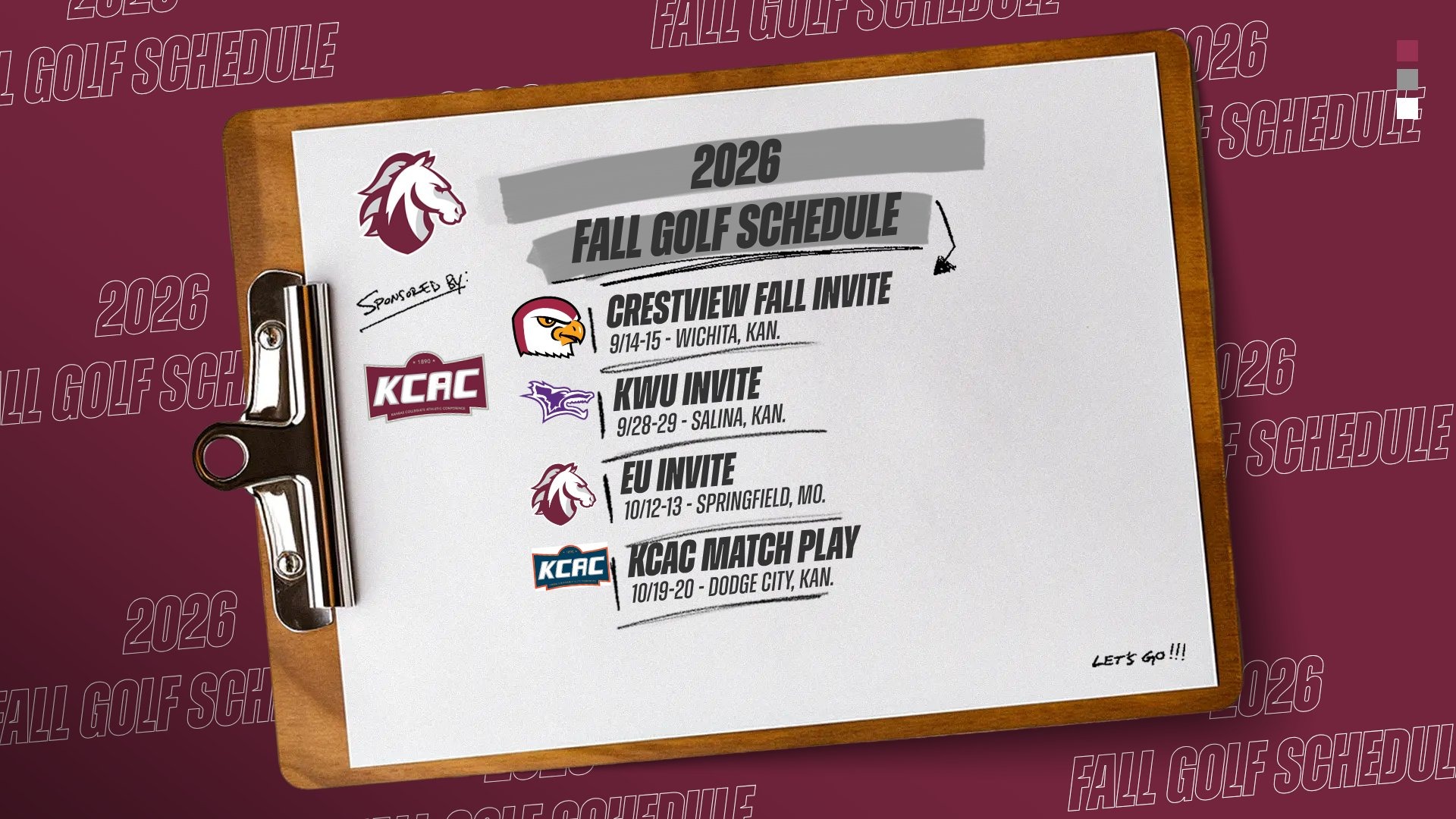 Golf Schedule Fall 2026