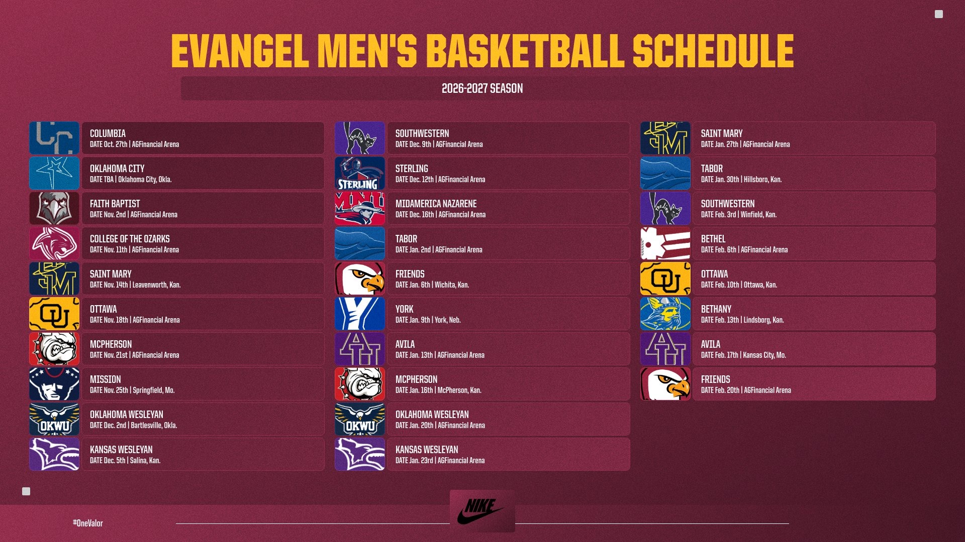 MBB Schedule 2026-27