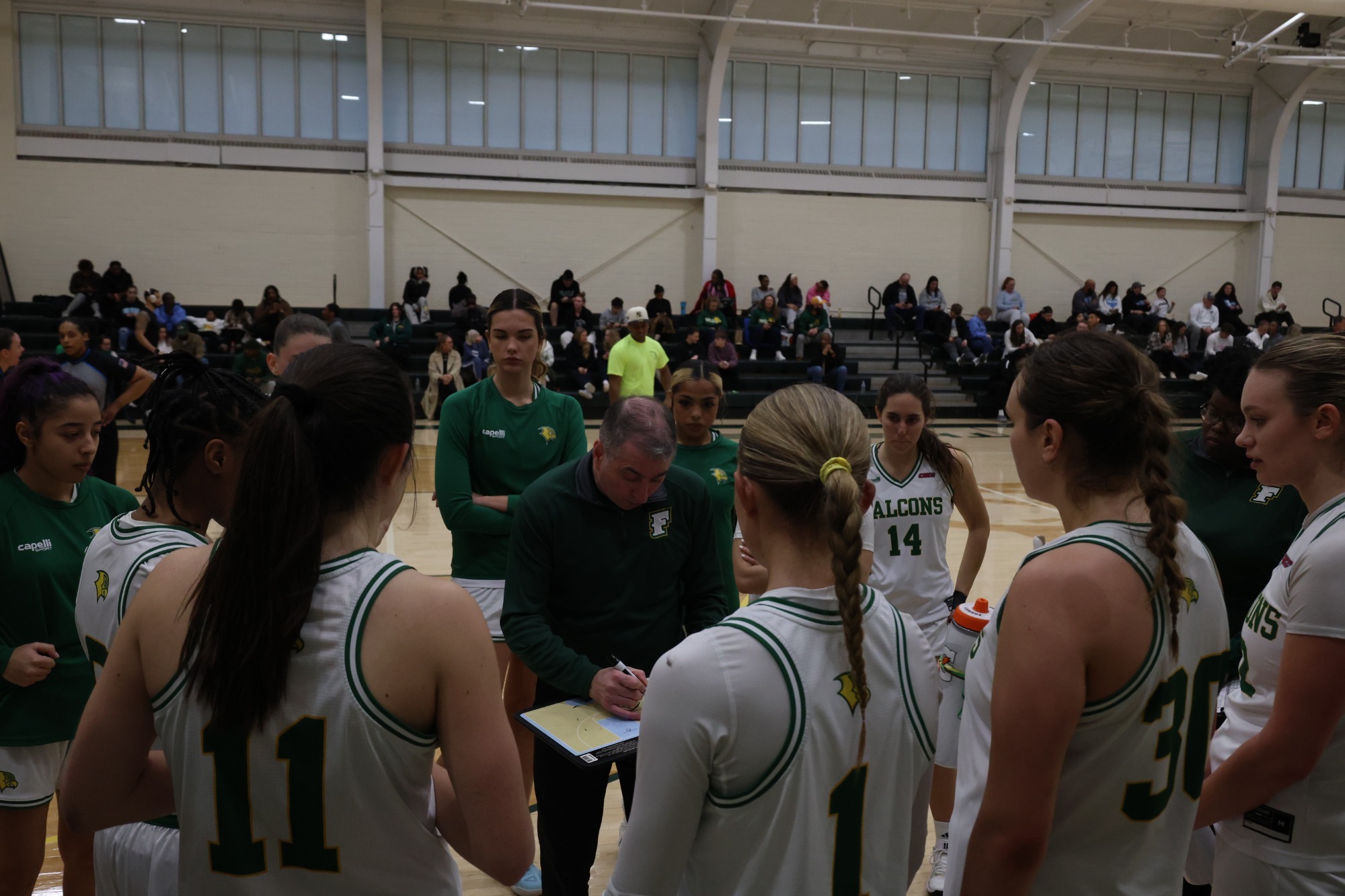Women's Basketball Coach Timeout Huddle