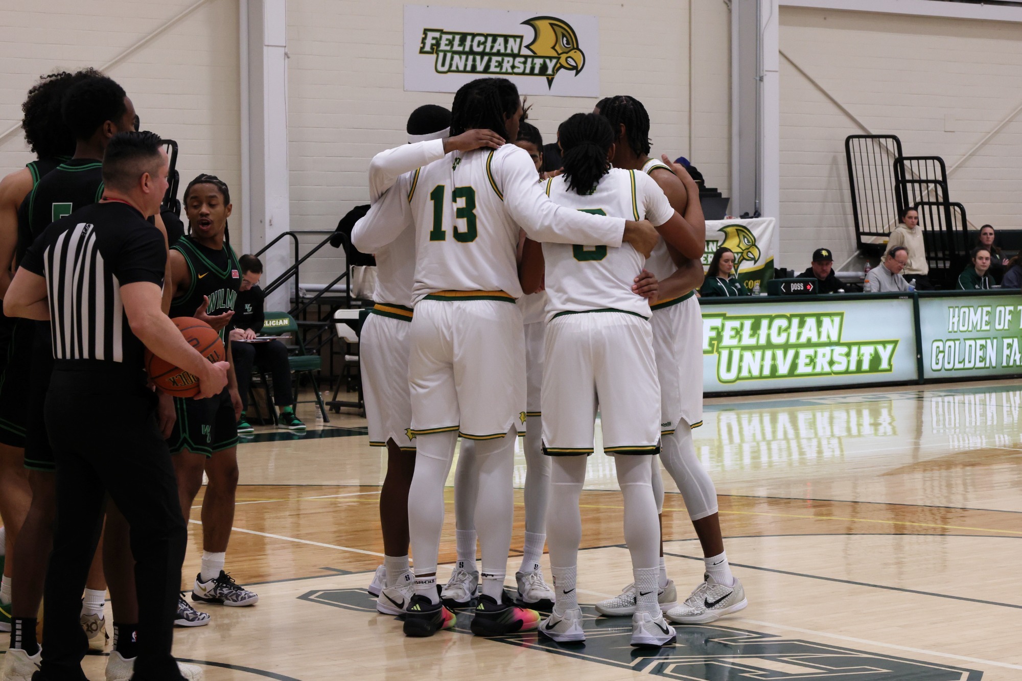 Team huddle during a dead ball period.