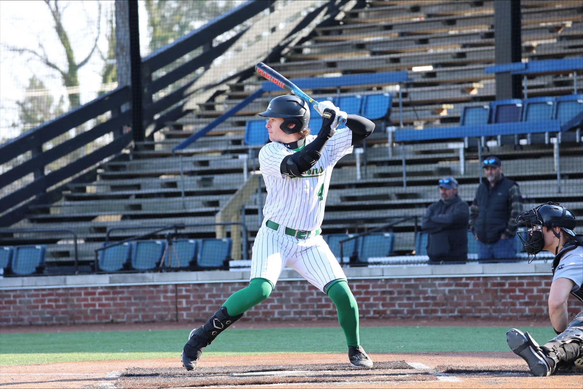 Haiden Walters at the plate in season opener
