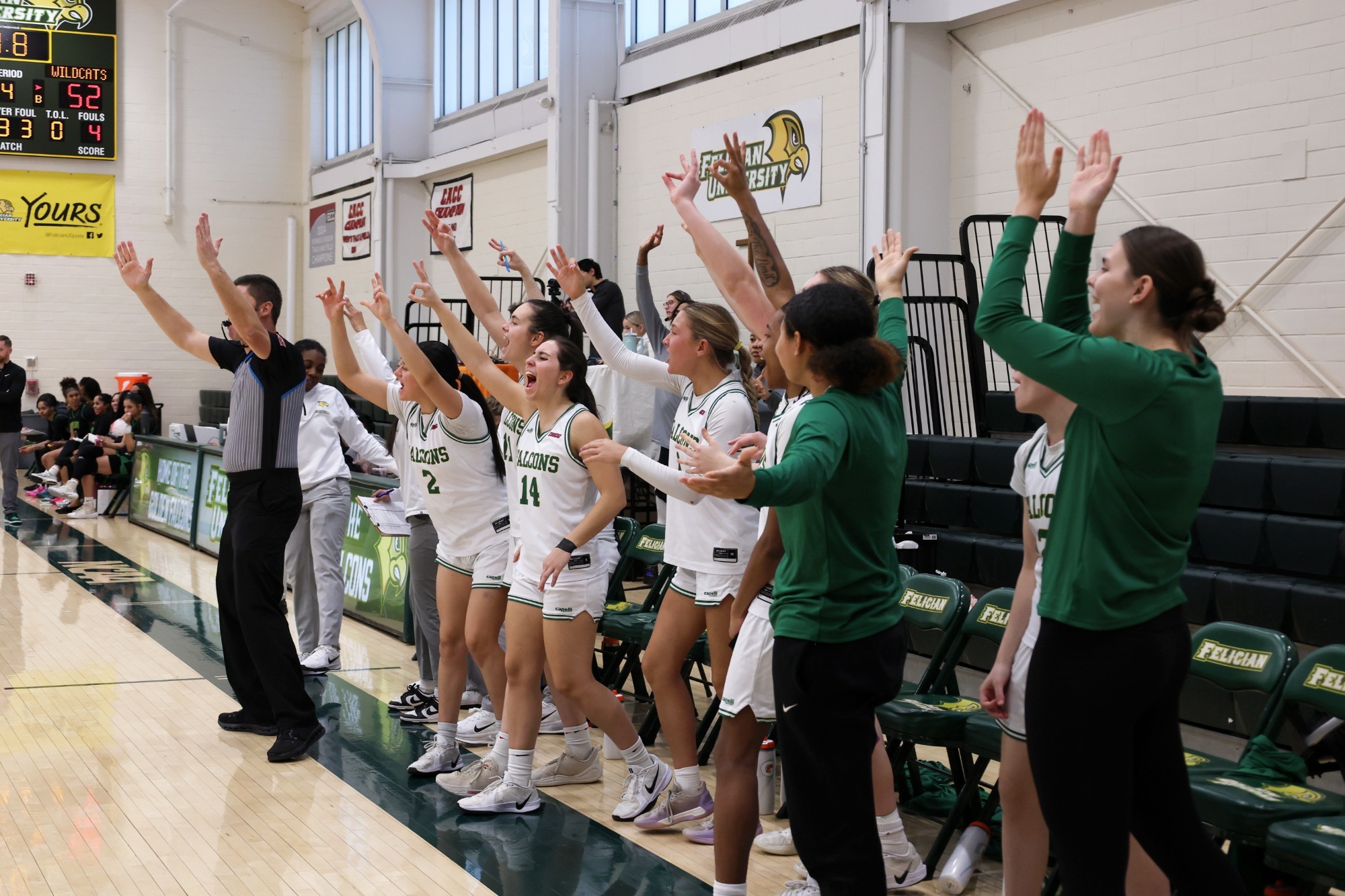 Women's Basketball Bench Celebrating