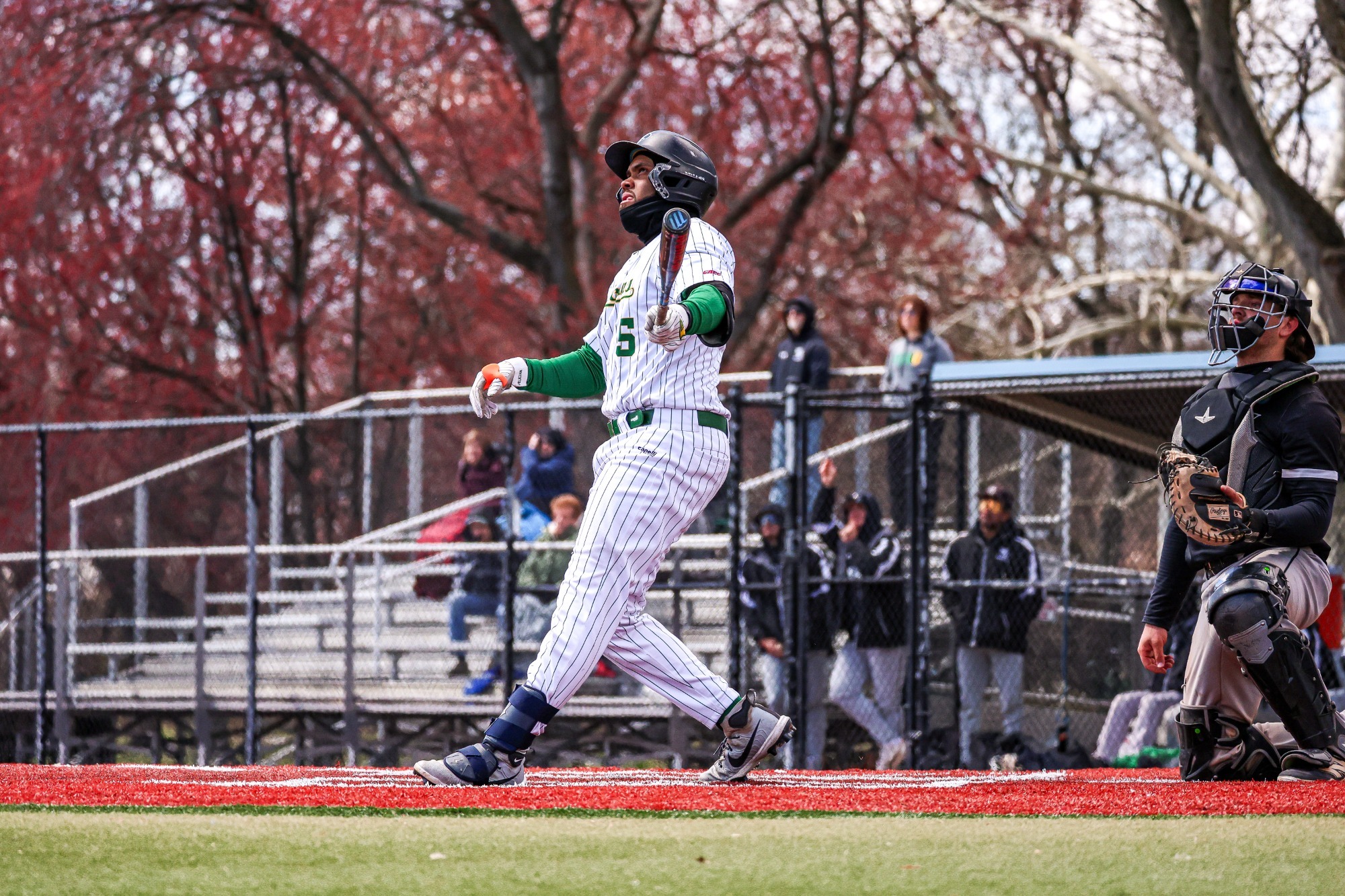 Luis De La Cruz watches ball as it goes over the fence.