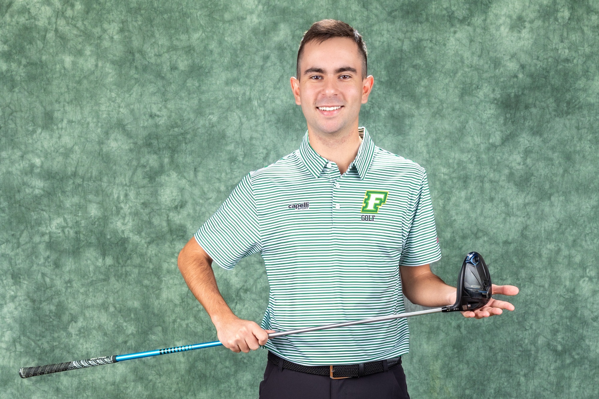 Pablo Hidlago posing with his driver on media day