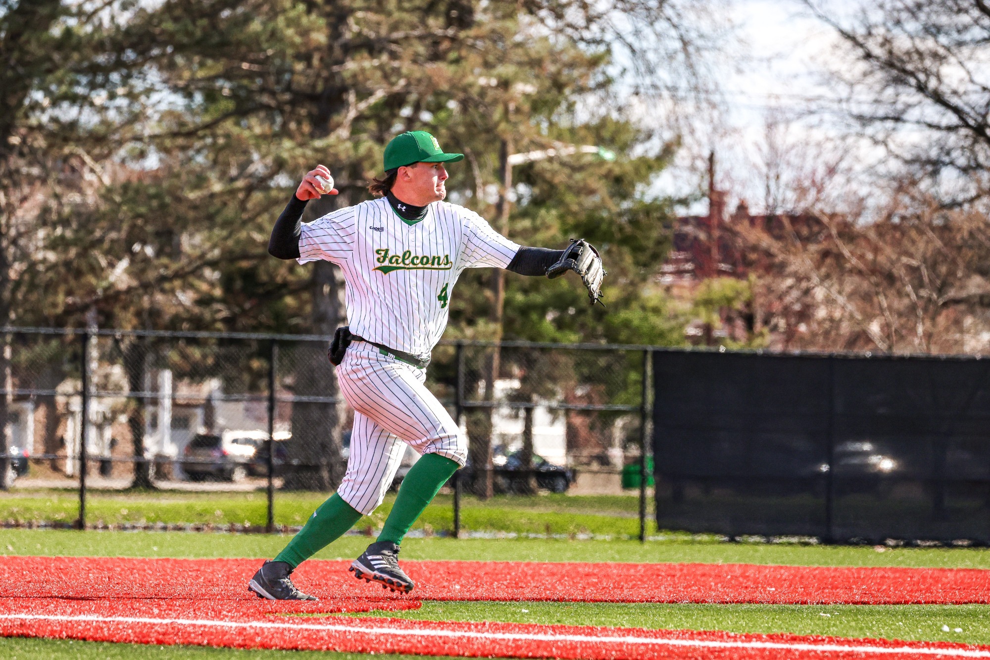 Haiden Walters throws out runner.