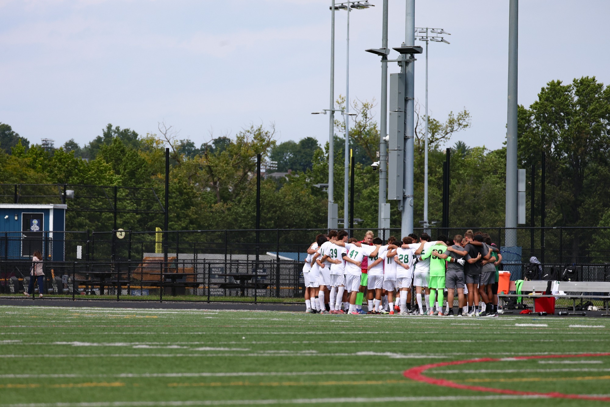 Team huddle before record setting game
