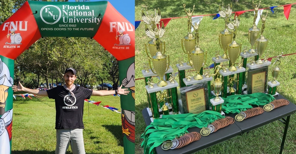 Athletic Director Hosting FNU Cross Country Invitational with Trophies and medals display from September 10, 2023