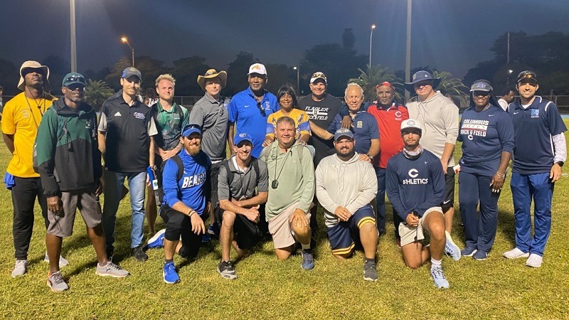 Coaches group at North Florida South Florida High School Track Field Challenge on March 11, 2022