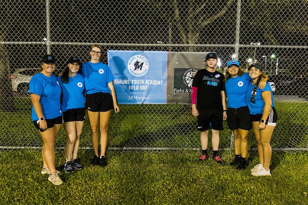 FNU student athletes volunteering a Miami Marlins Youth Academy Field Day
