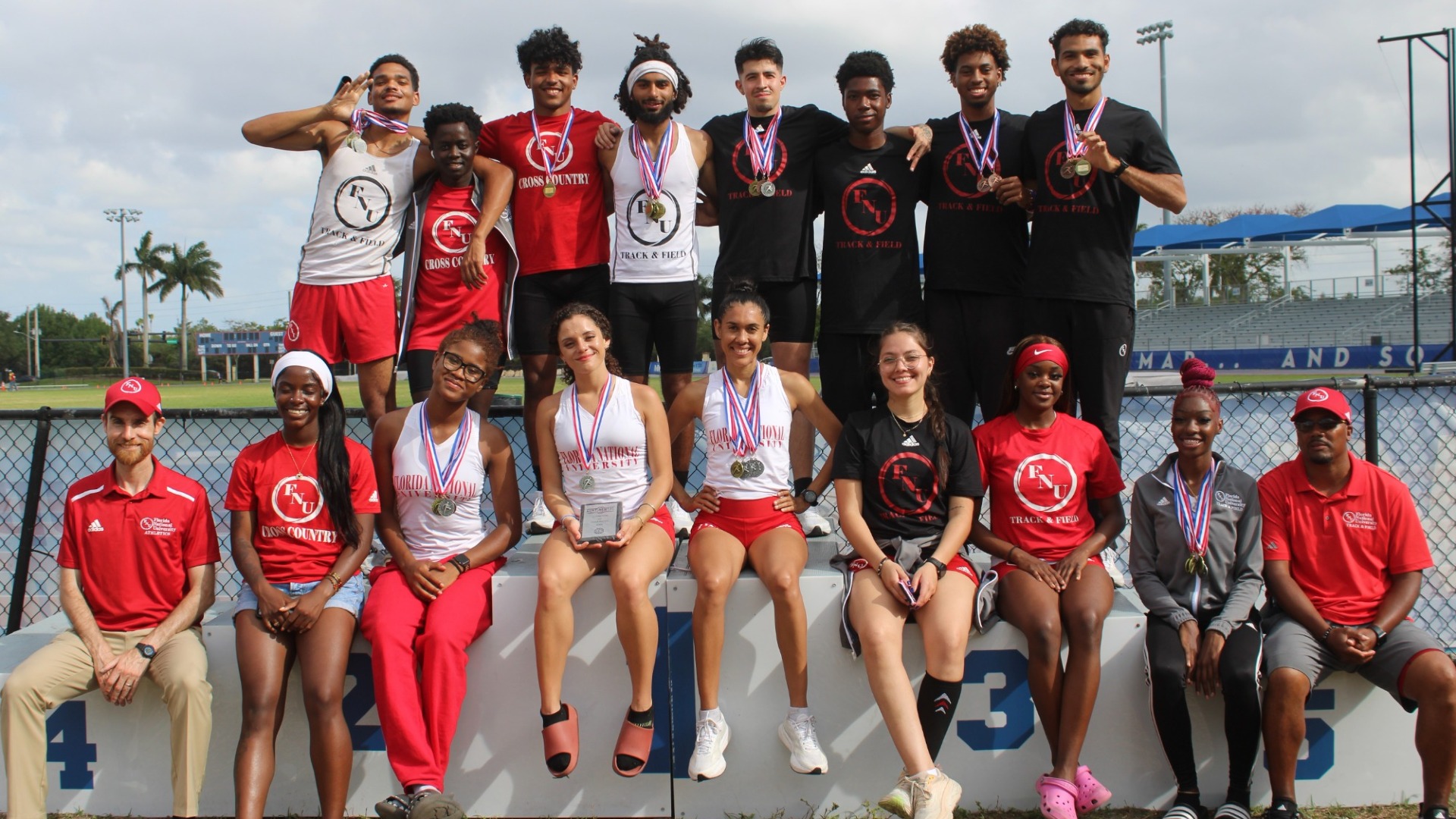 FNU track and field team picture at CAC Championship 2025