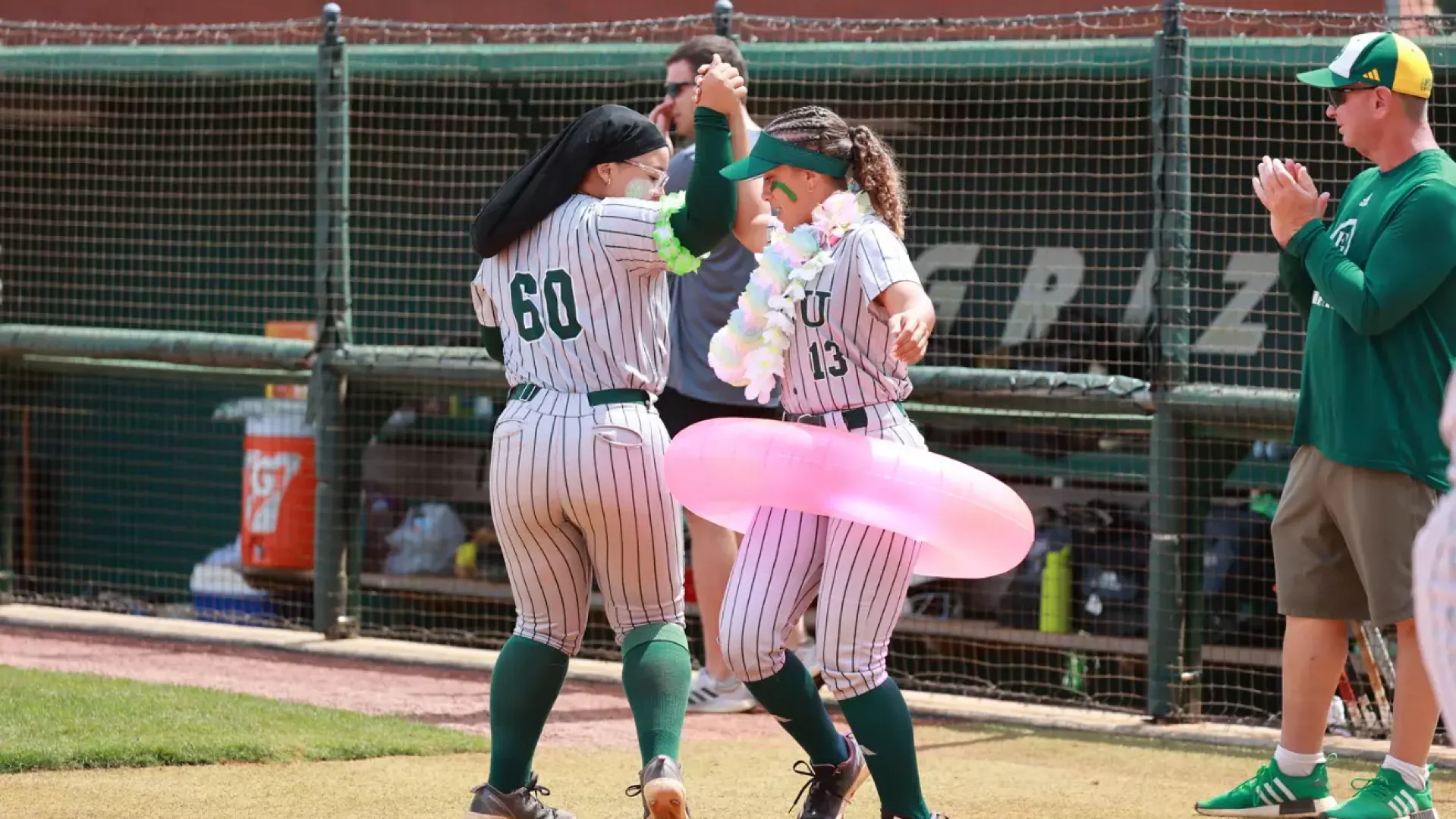 FNU softball players dancing at CAC Tournament 2025