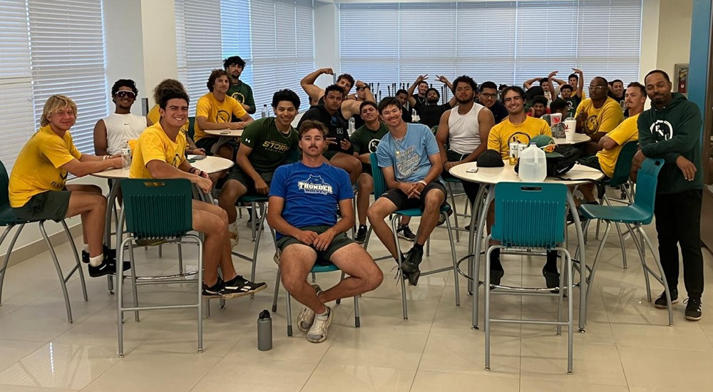 FNU AD holds a baseball team meeting prior to postseason to discuss the Champions of Character initiative emphasizing Sportsmanship on April 30th, 2025