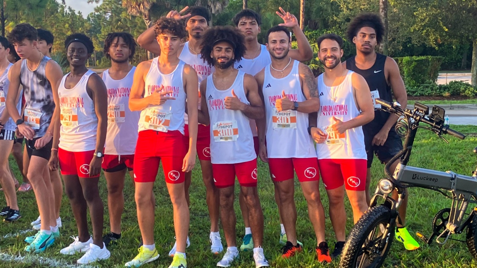 FNU men's cross country team at the starting line of the Keiser Flagship Invite 2025