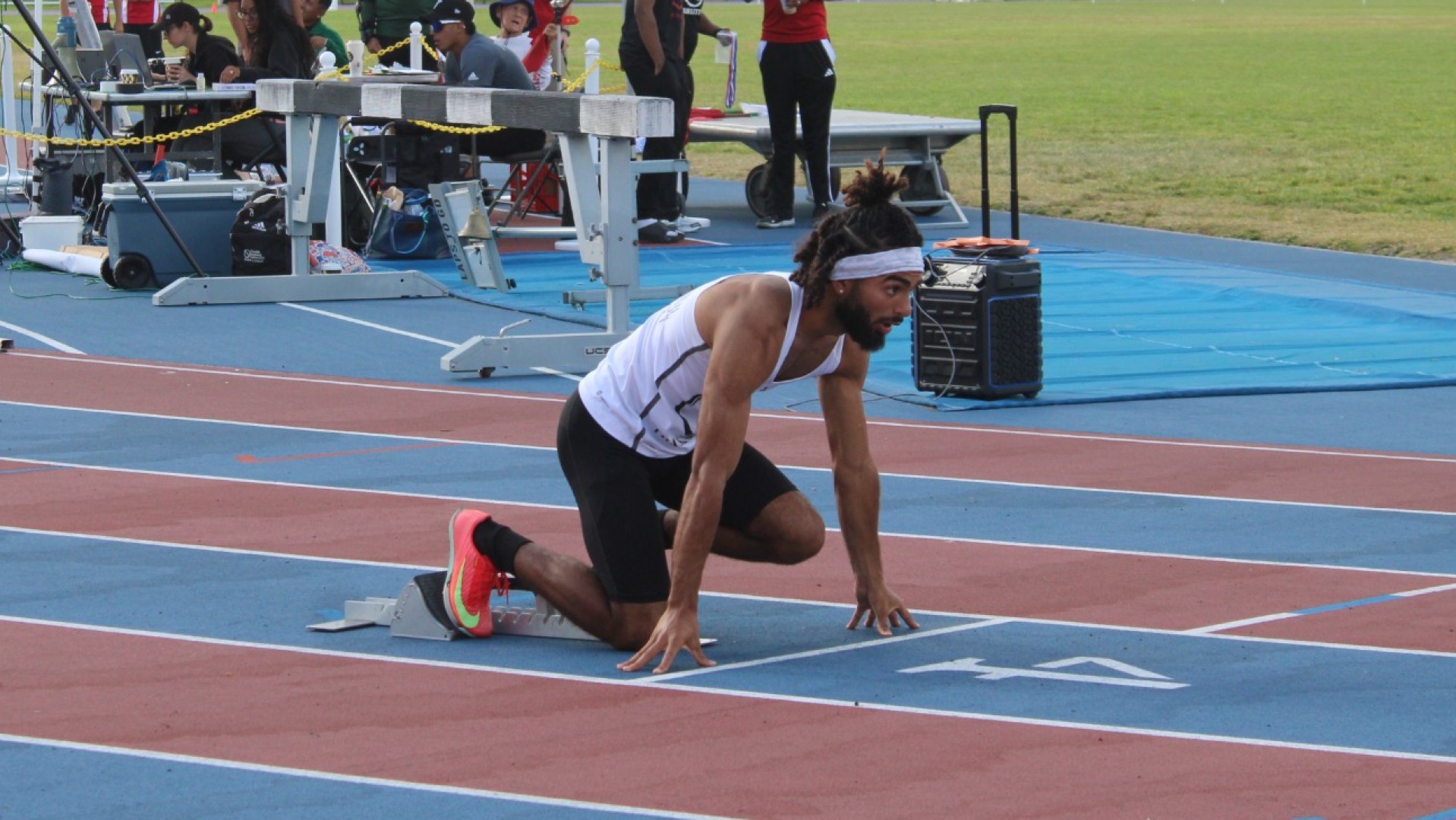 Mario Martinez lined up in lane before a race 2025