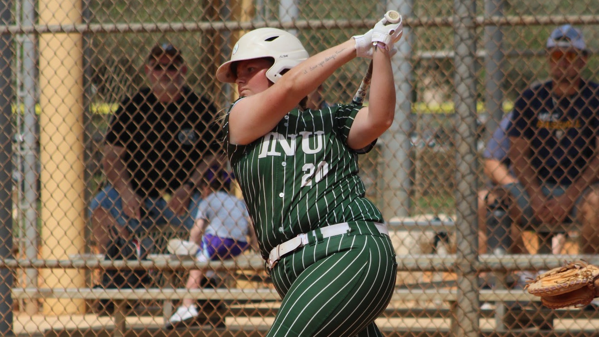 Sophia White hitting against Ave Maria University 2026