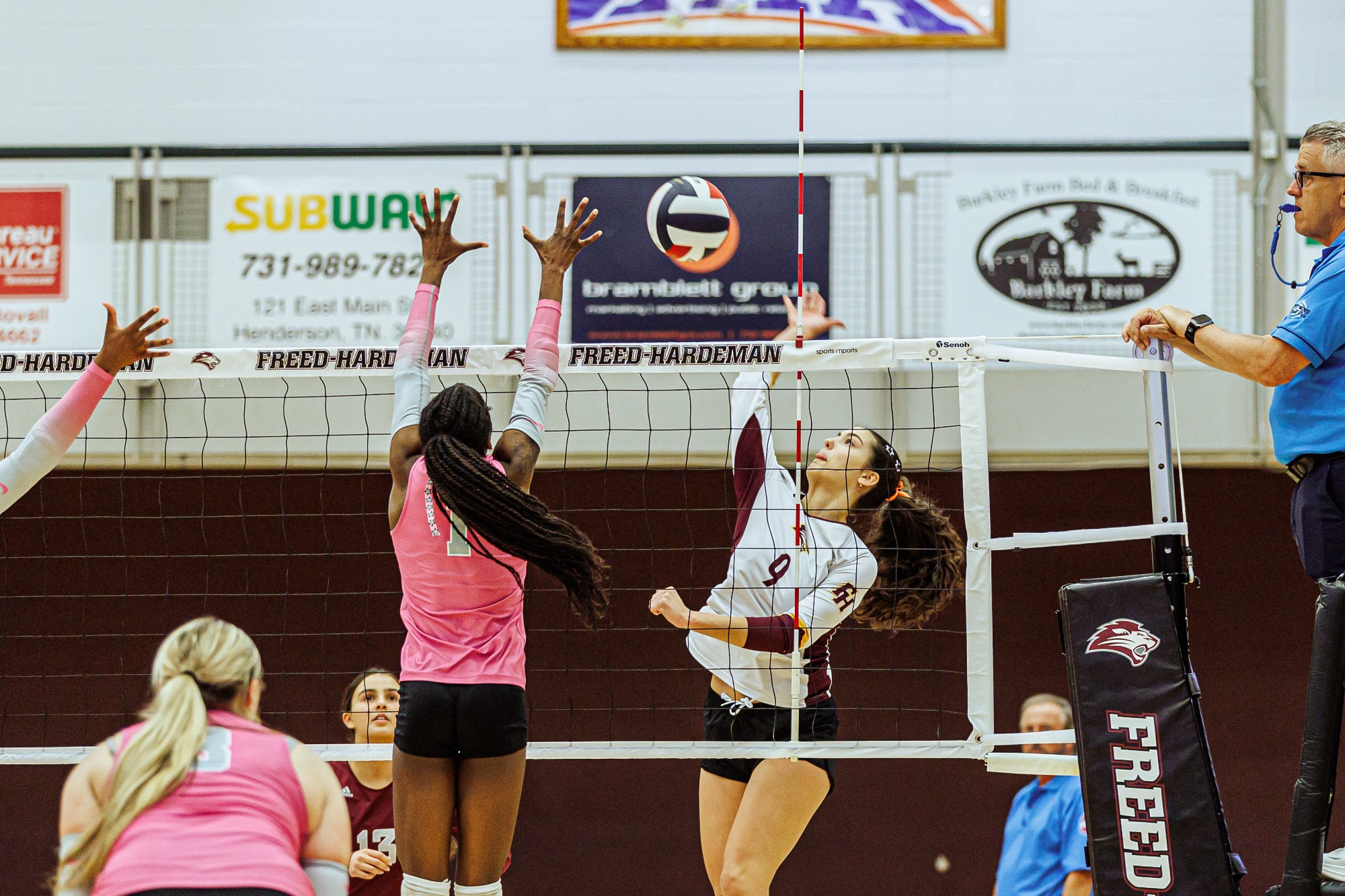 Teodora Dacic in FHU's volleyball match against Rust on September 29, 2026.