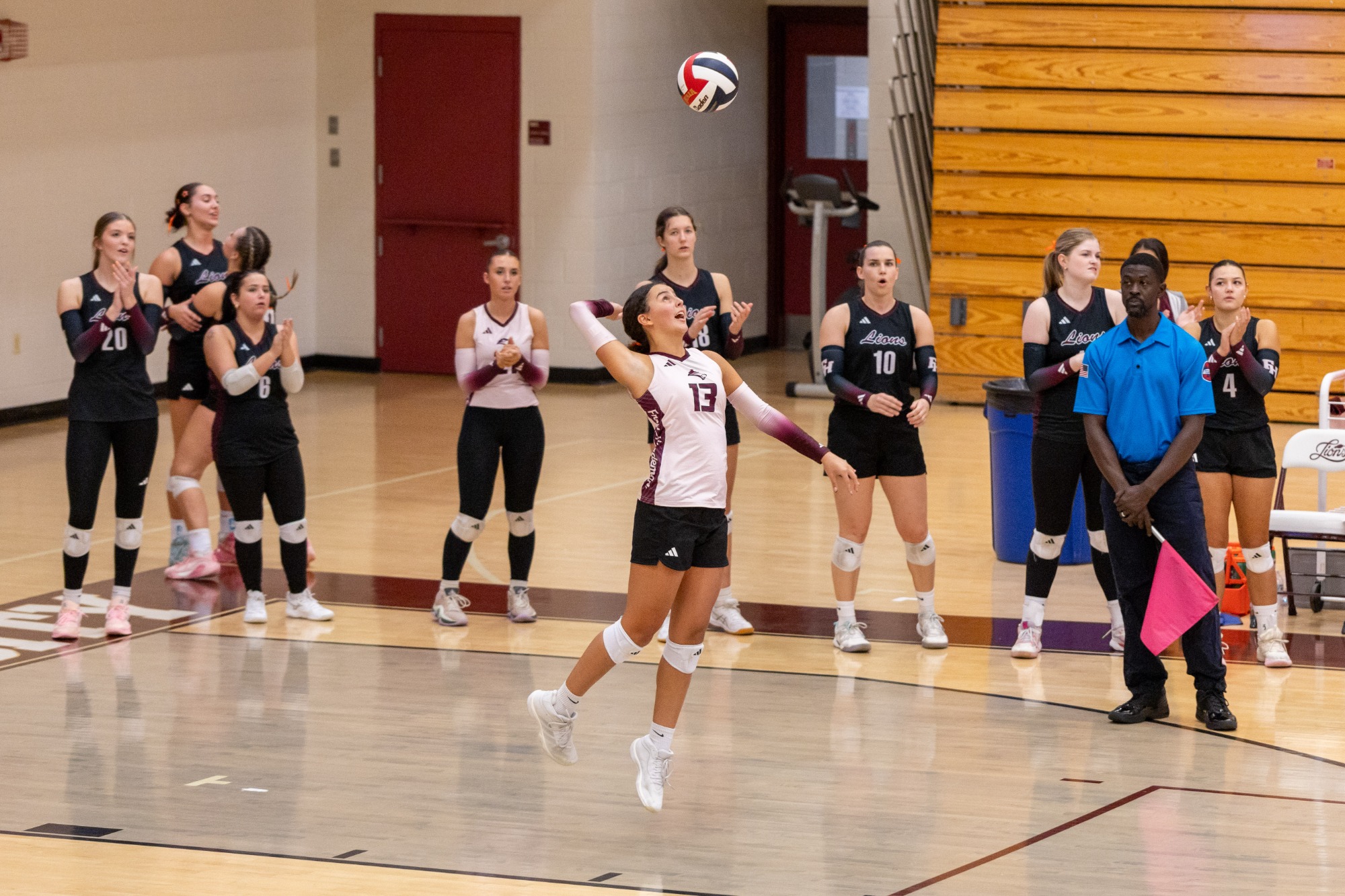 Hanae Bezerga in FHU's volleyball match against Cumberland on October 6, 2026.