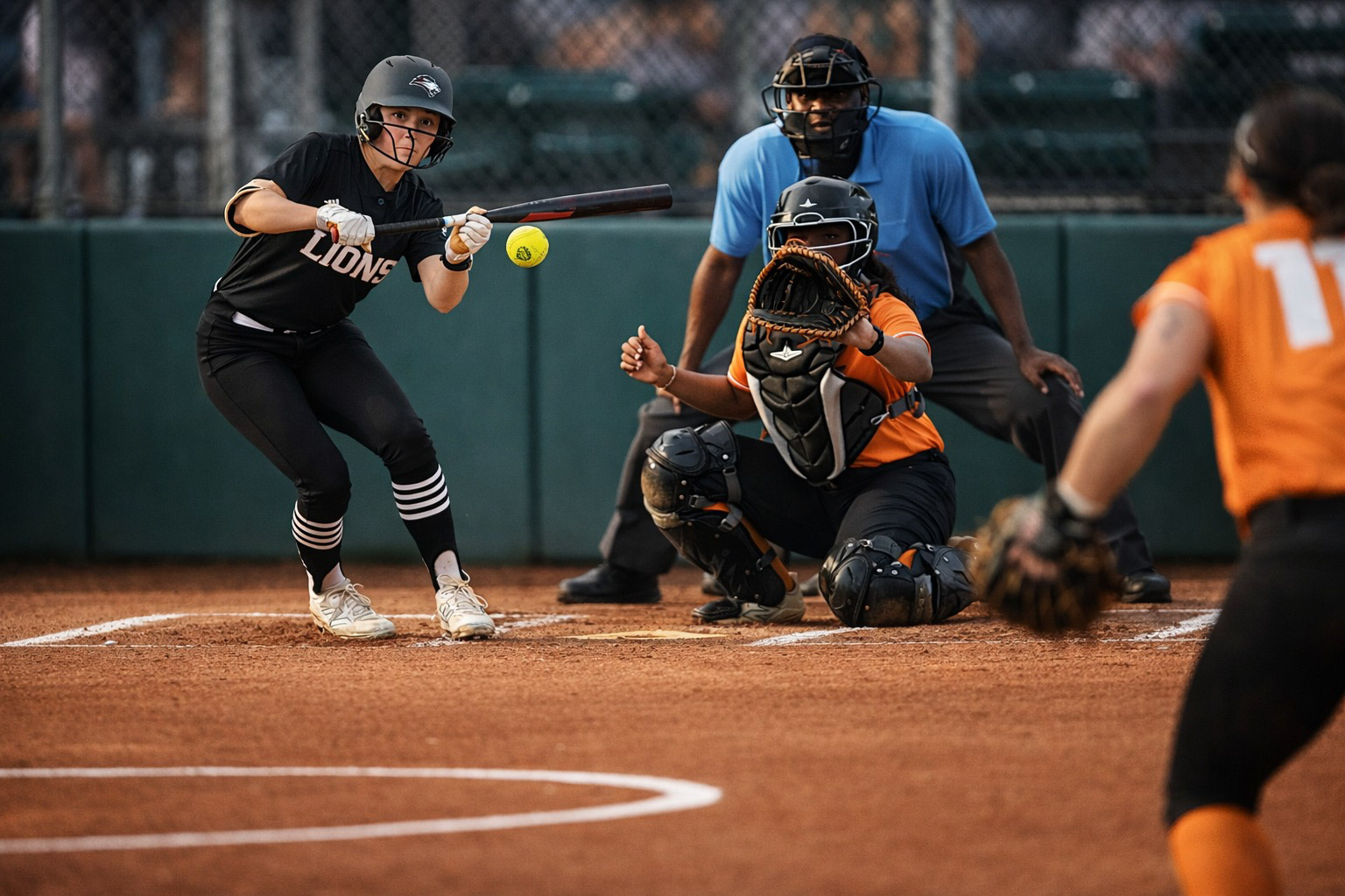 FHU Lady Lion softball in action