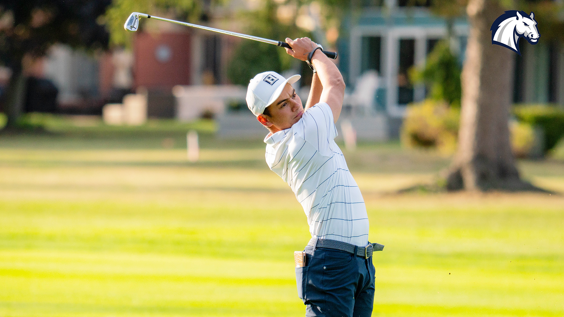 Hillsdale's Oliver Marshall hits an approach shot during the Doc Spragg Memorial Invite on Oct. 13, 2025.