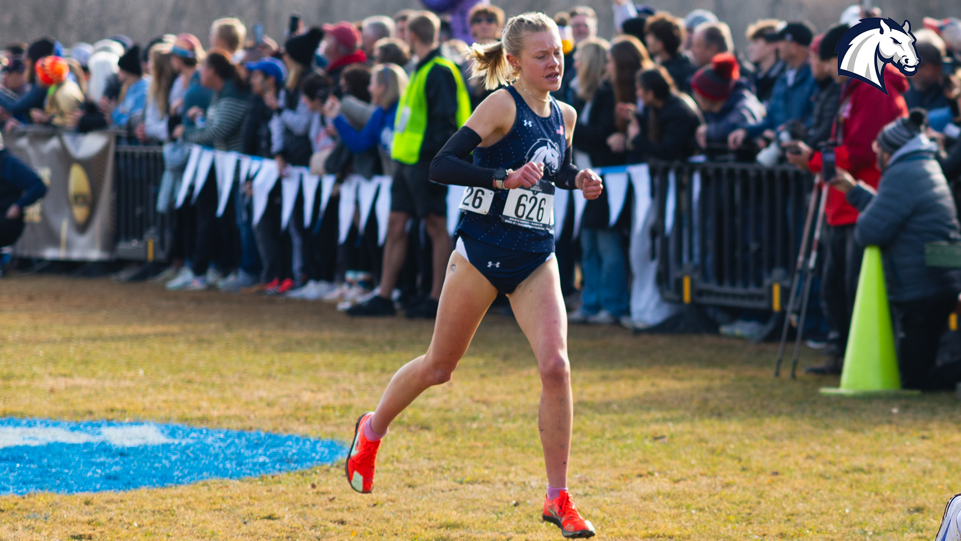 Allison Kuzma crosses the finish line at the 2025 NCAA DII Cross Country Championships on Nov. 22, 2025 in Kenosha, Wisconsin.
