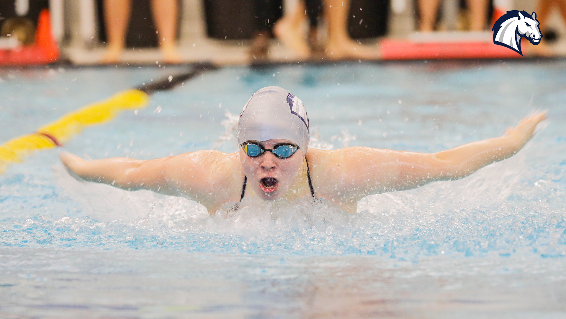 A Hillsdale swimmer competes in the butterfly at the Oberlin Invite on Oct. 10, 2025.