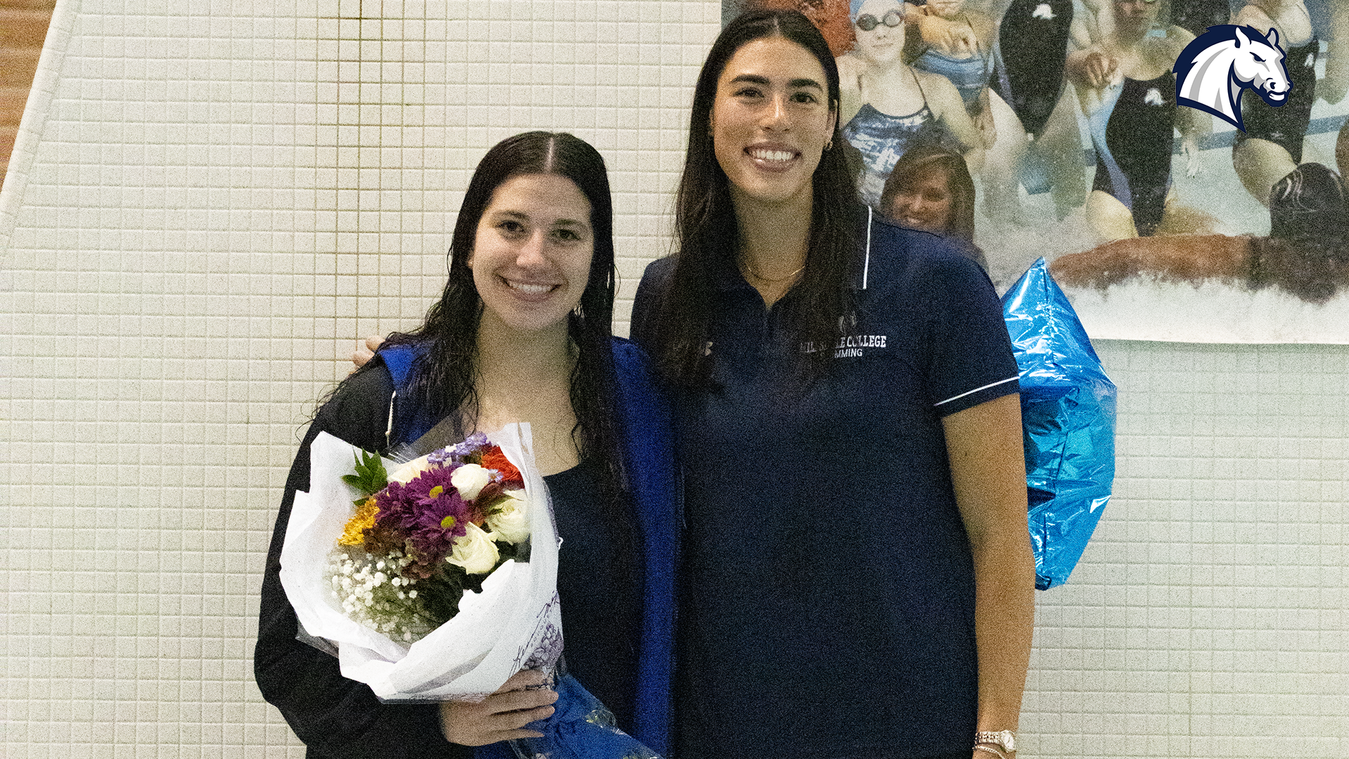 Hillsdale's Rotem Andegeko poses with assistant coach Maddie London for a photo on Senior Day, Nov. 8, 2025.