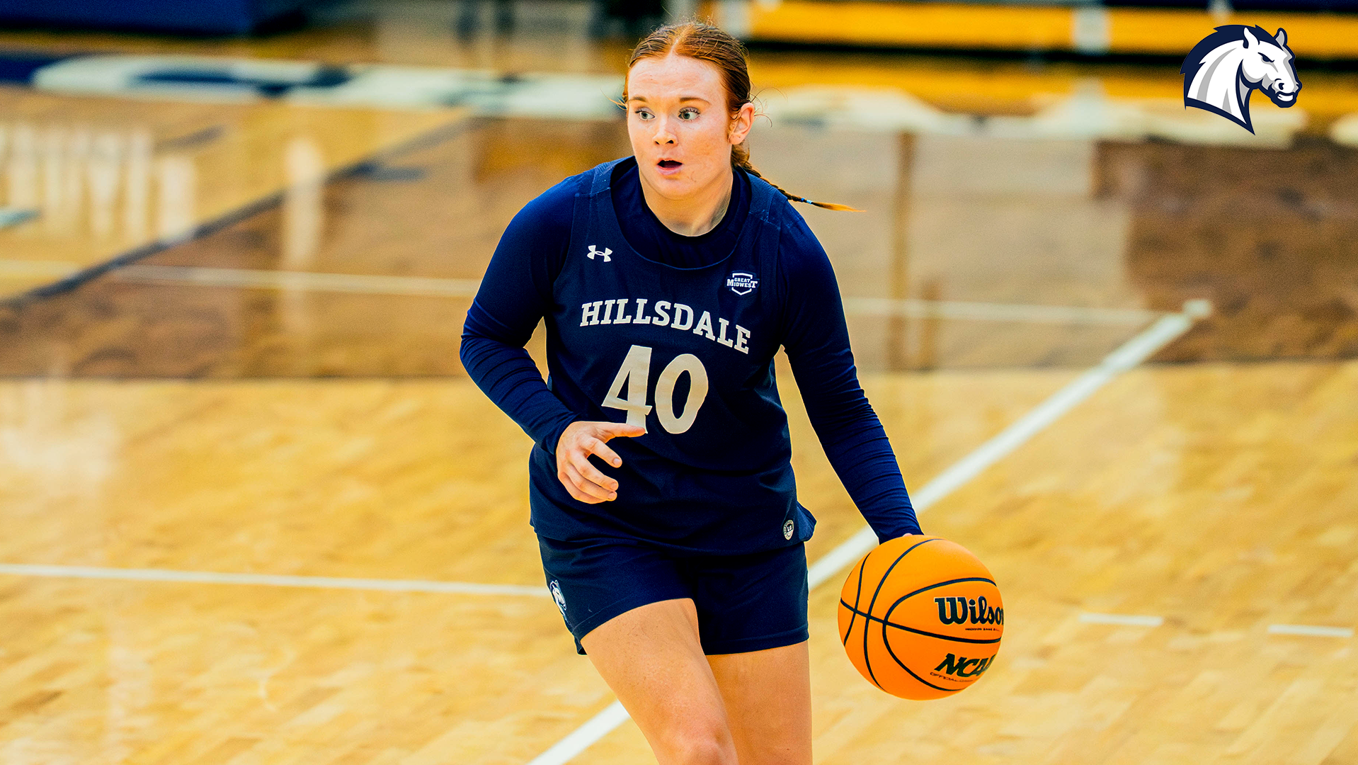 Hillsdale's Emma Ruhlman brings the ball up the court against Purdue Northwest on Nov. 15, 2025.