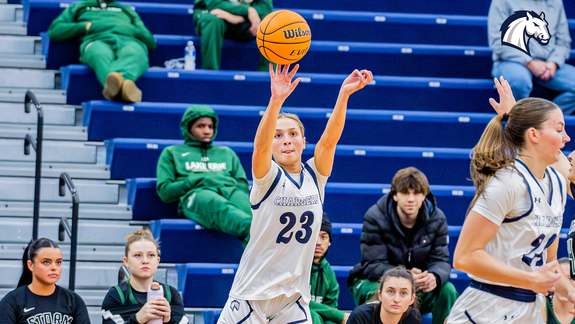 Annalise Pietrzyk hoists a 3-pointer in a win over Lake Erie on Dec. 6, 2025.